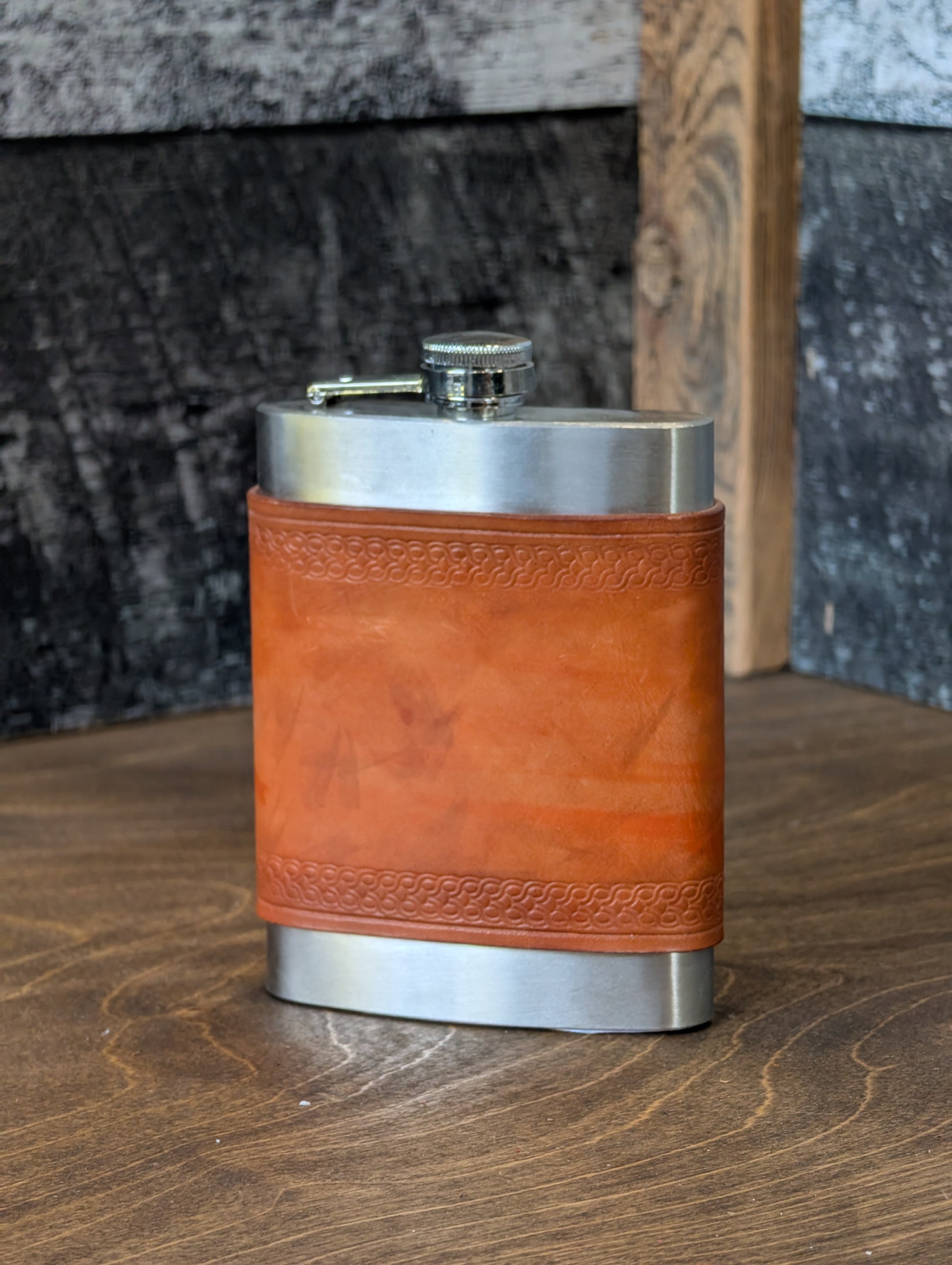 Flask with Leather Sleeve - The Leather Wizard