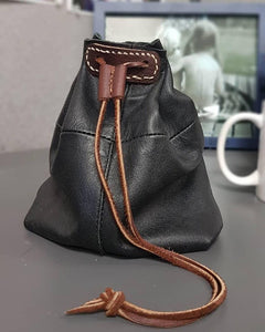 Dice bag made from repurposed leather - The Leather Wizard