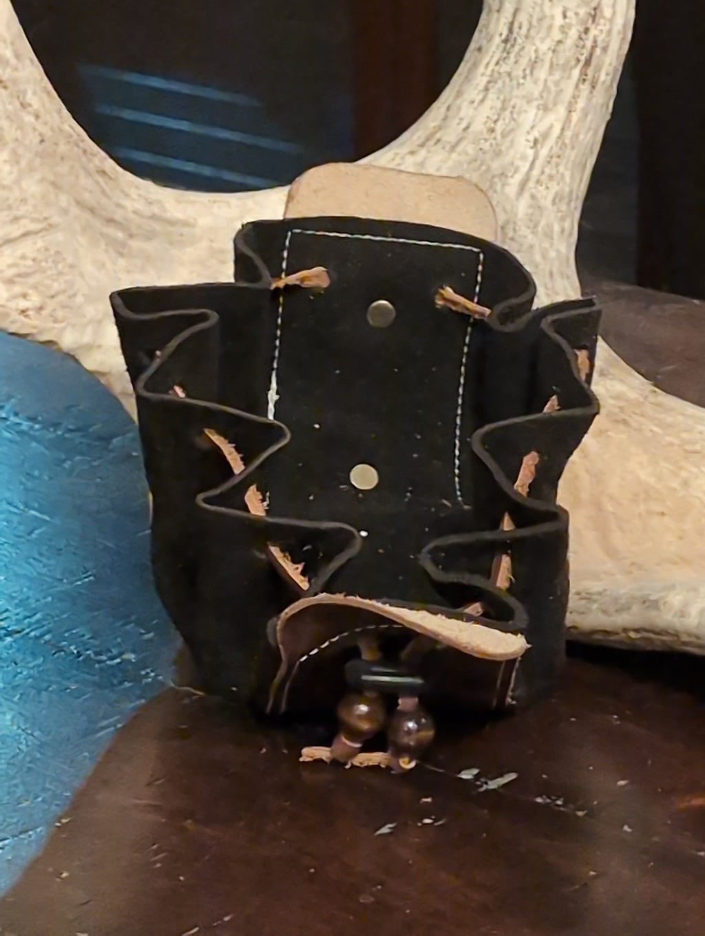 Suede Dice bag with Belt Loop - Black