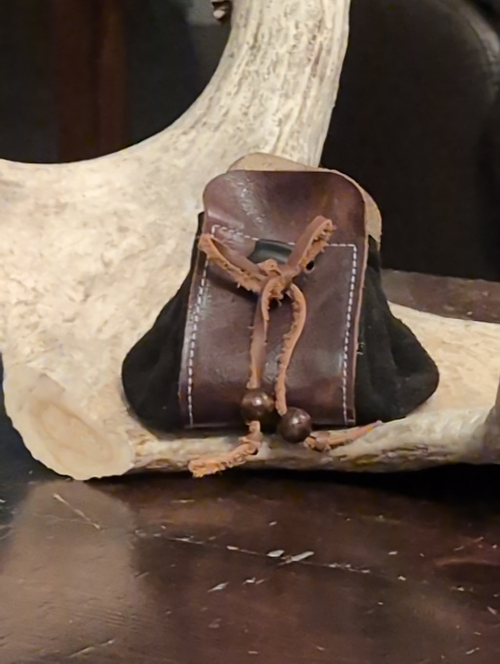 Suede Dice bag with Belt Loop - Black