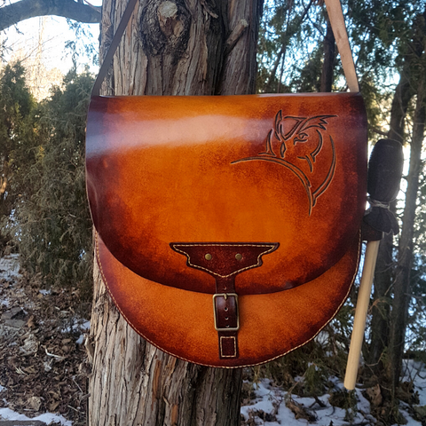14 Inch Custom Tooled Messenger Bag - The Leather Wizard