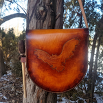 14 Inch Custom Tooled Messenger Bag - The Leather Wizard